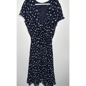 Lane Bryant Floral Chiffon Faux Wrap Midi Dress Womens Plus Sz 26 Ruffled Lined